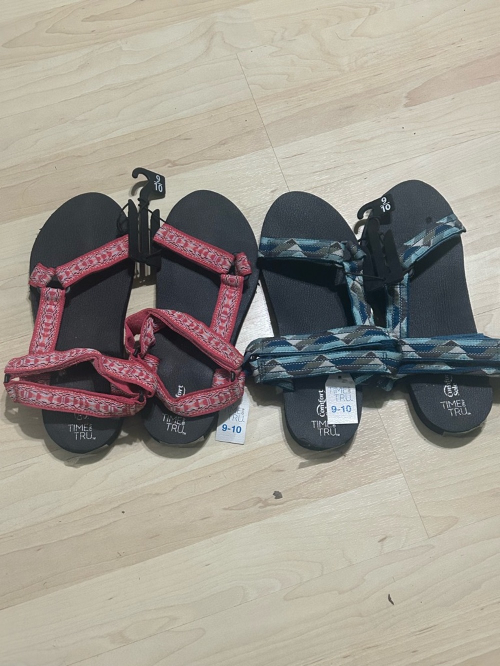 2 pairs Time and Tru Strap Sandals (size:9/10)